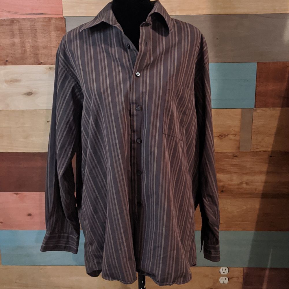 Xl bcbg brown striped button-down